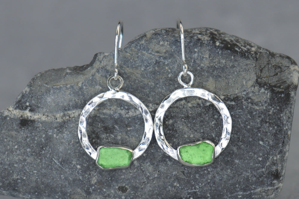 Welsh Sea Glass Geometric Earrings