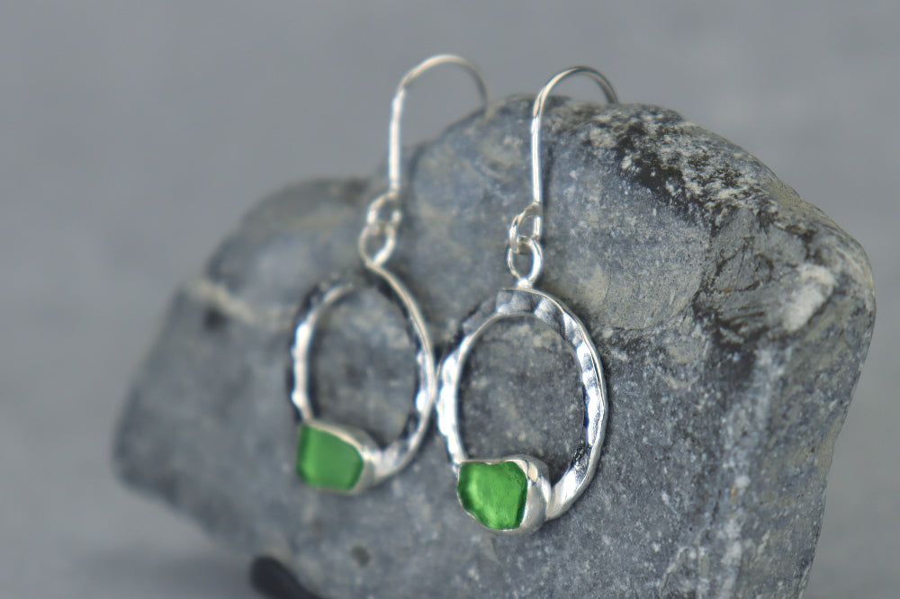 Welsh Sea Glass Geometric Earrings