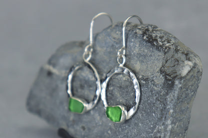 Welsh Sea Glass Geometric Earrings