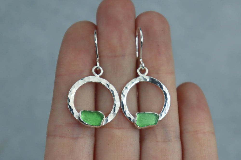 Welsh Sea Glass Geometric Earrings