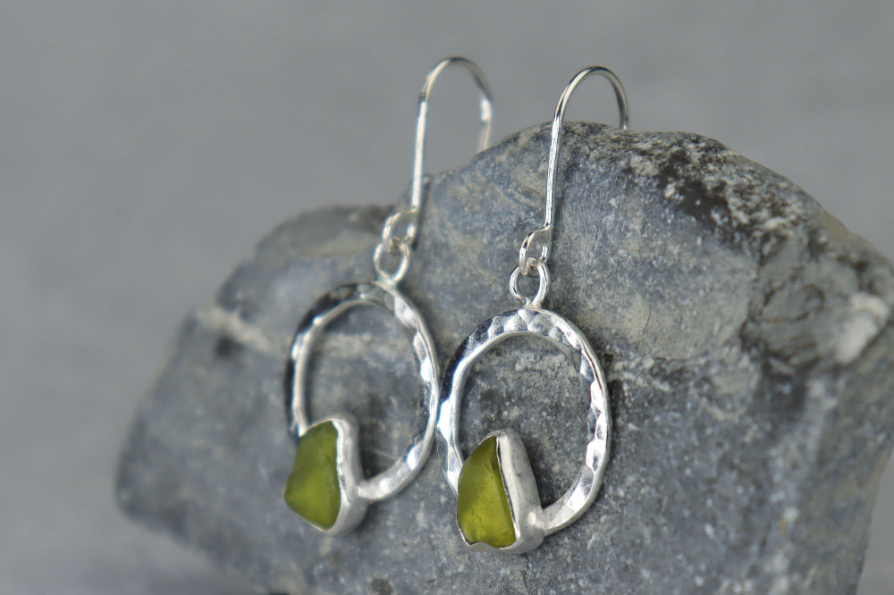 Welsh Sea Glass Geometric Earrings