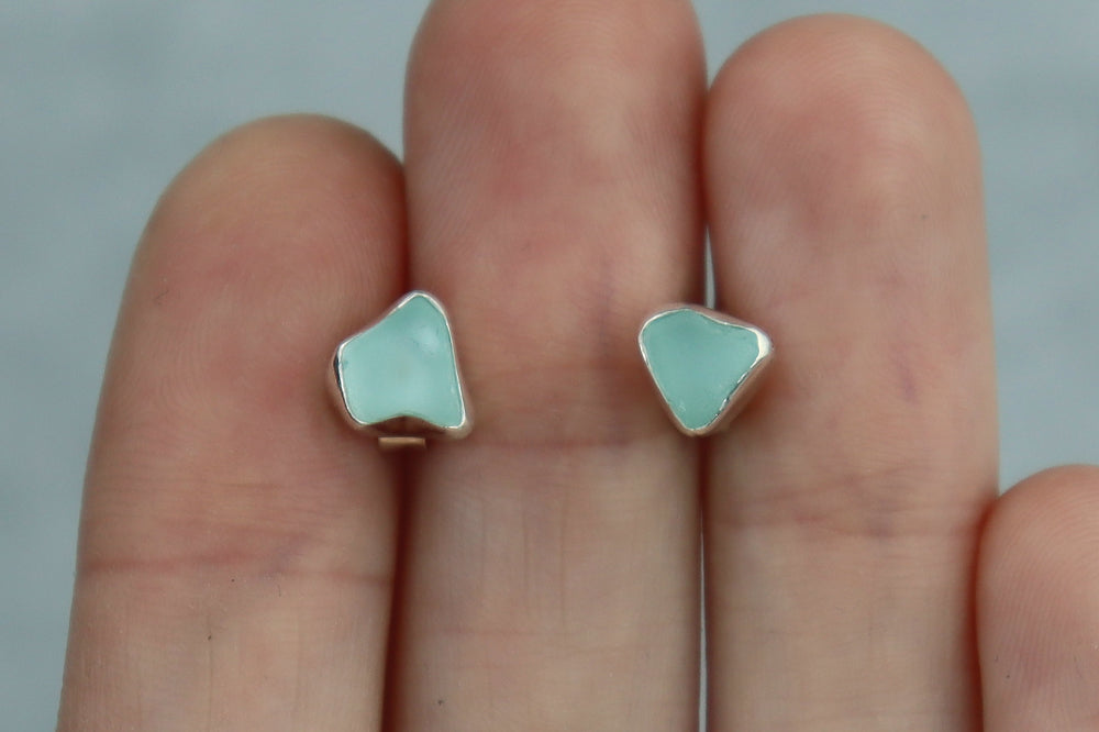 Welsh Sea Glass Stud Earrings