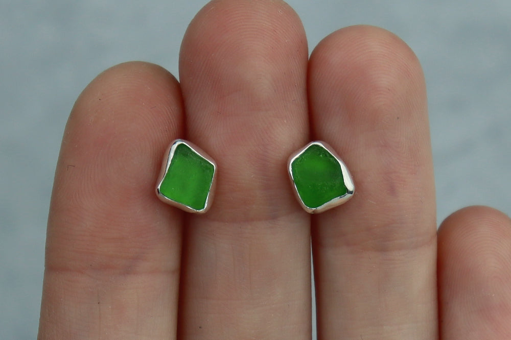 Welsh Sea Glass Stud Earrings