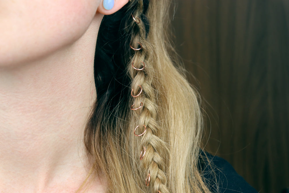 Braid Hair Rings - Silver, Gold or Copper
