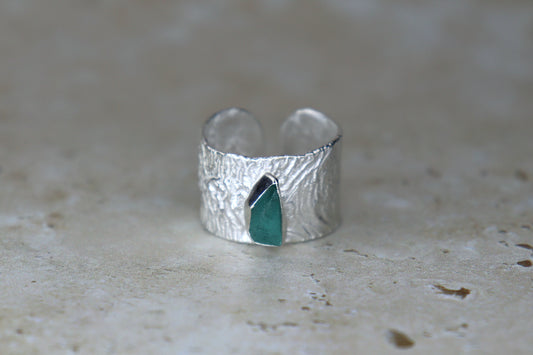 UK Size Q Reticulated Welsh Sea Glass Ring