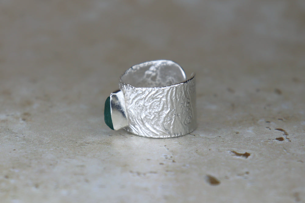 UK Size Q Reticulated Welsh Sea Glass Ring