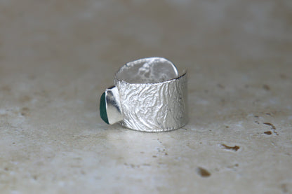 UK Size Q Reticulated Welsh Sea Glass Ring