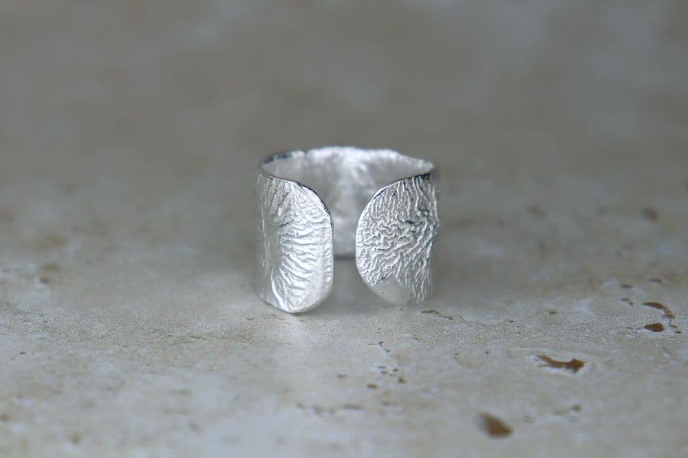 UK Size Q Reticulated Welsh Sea Glass Ring