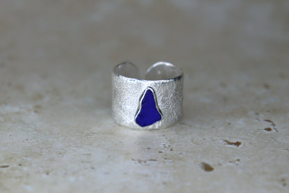 UK Size Q Reticulated Welsh Sea Glass Ring