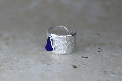 UK Size Q Reticulated Welsh Sea Glass Ring