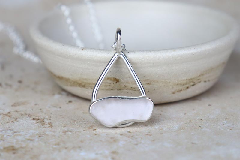 Welsh Sea Glass Tear Drop Silver Necklace