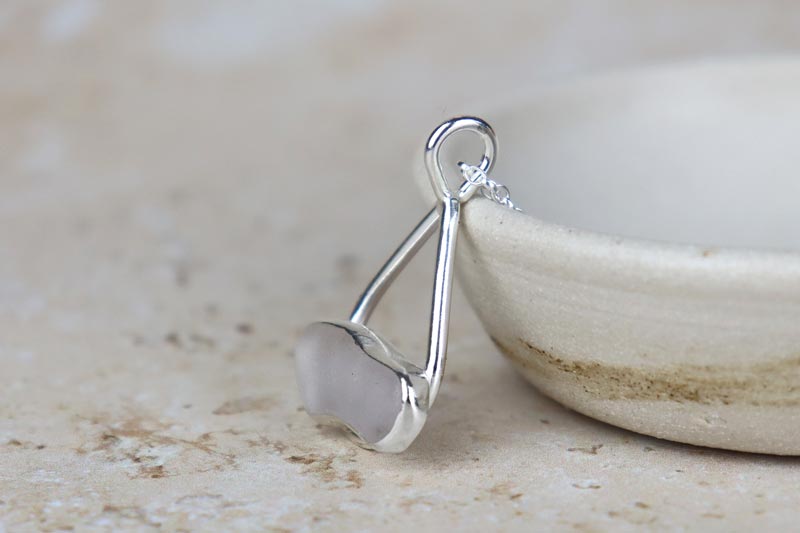 Welsh Sea Glass Tear Drop Silver Necklace