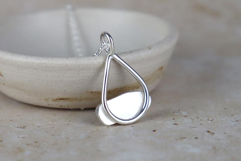 Welsh Sea Glass Tear Drop Silver Necklace