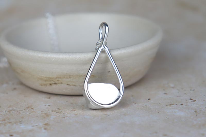 Welsh Sea Glass Tear Drop Silver Necklace