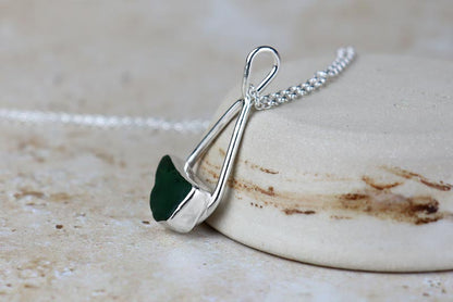 Welsh Sea Glass Tear Drop Silver Necklace