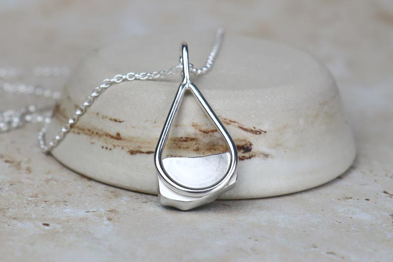 Welsh Sea Glass Tear Drop Silver Necklace