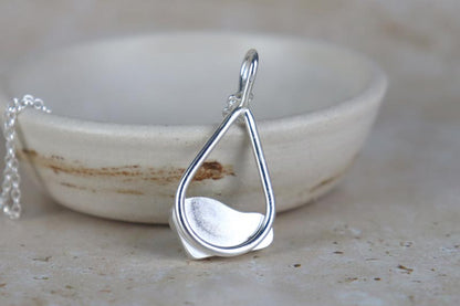 Welsh Sea Glass Tear Drop Silver Necklace