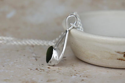 Welsh Sea Glass Tear Drop Silver Necklace