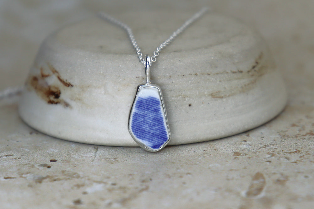 Welsh Sea Pottery Silver Necklace