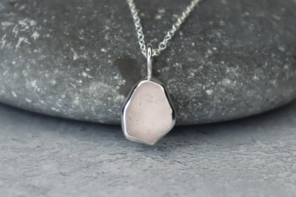 Welsh Sea Glass Silver Necklace With Engraved Back