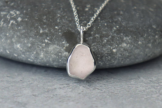 Welsh Sea Glass Silver Necklace With Engraved Back