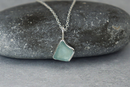 Welsh Sea Glass Silver Necklace With Engraved Back