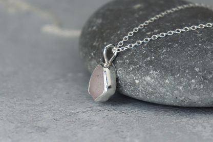 Welsh Sea Glass Silver Necklace With Engraved Back