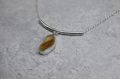 Welsh Sea Glass Silver Bar Necklace With Engraved Back