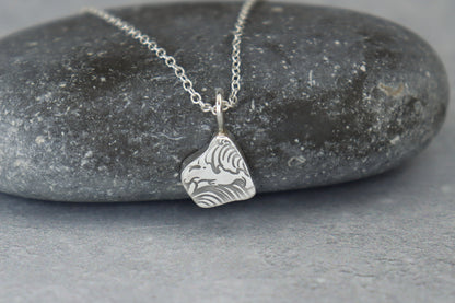 Welsh Sea Glass Silver Necklace With Engraved Back