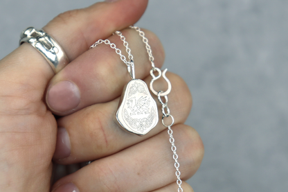 Welsh Sea Glass Silver Necklace With Engraved Back