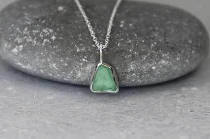 Welsh Sea Glass Silver Necklace With Engraved Back