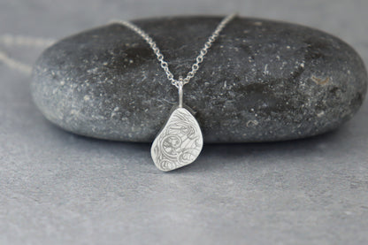 Welsh Sea Glass Silver Necklace With Engraved Back