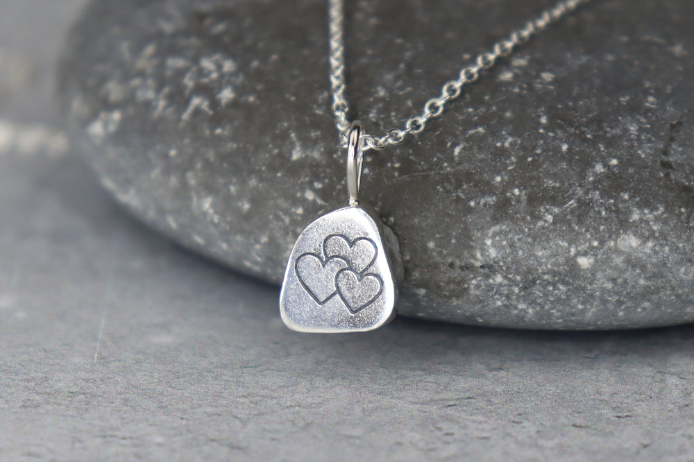 Welsh Sea Glass Silver Necklace With Engraved Back