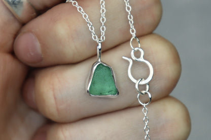 Welsh Sea Glass Silver Necklace With Engraved Back