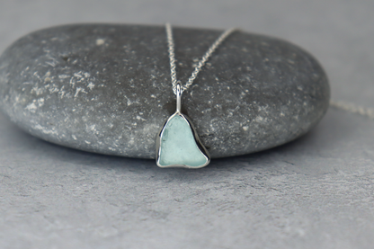 Welsh Sea Glass Silver Necklace With Engraved Back