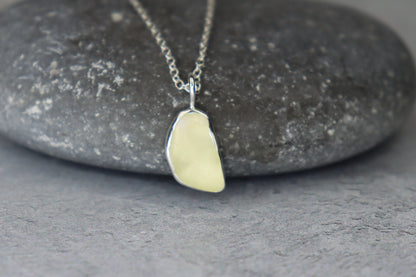 Welsh Sea Glass Silver Necklace With Engraved Back