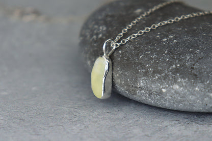 Welsh Sea Glass Silver Necklace With Engraved Back