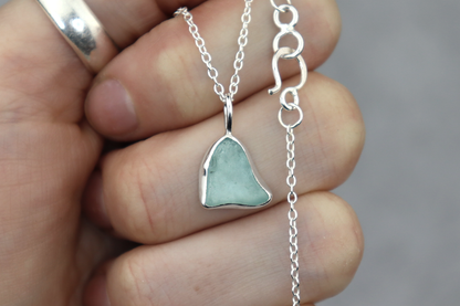 Welsh Sea Glass Silver Necklace With Engraved Back
