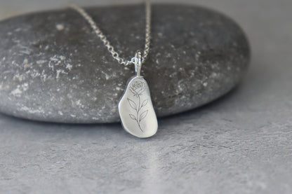 Welsh Sea Glass Silver Necklace With Engraved Back