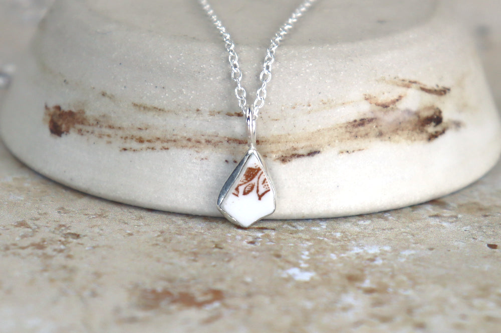 Welsh Sea Pottery Silver Necklace