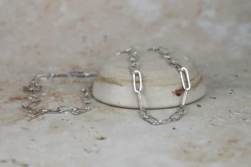 Hammered Chain Sterling Silver Necklace