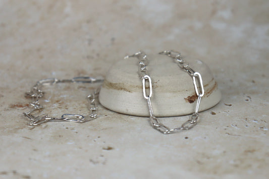 Hammered Chain Sterling Silver Necklace