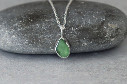 Welsh Sea Glass Silver Necklace With Engraved Back