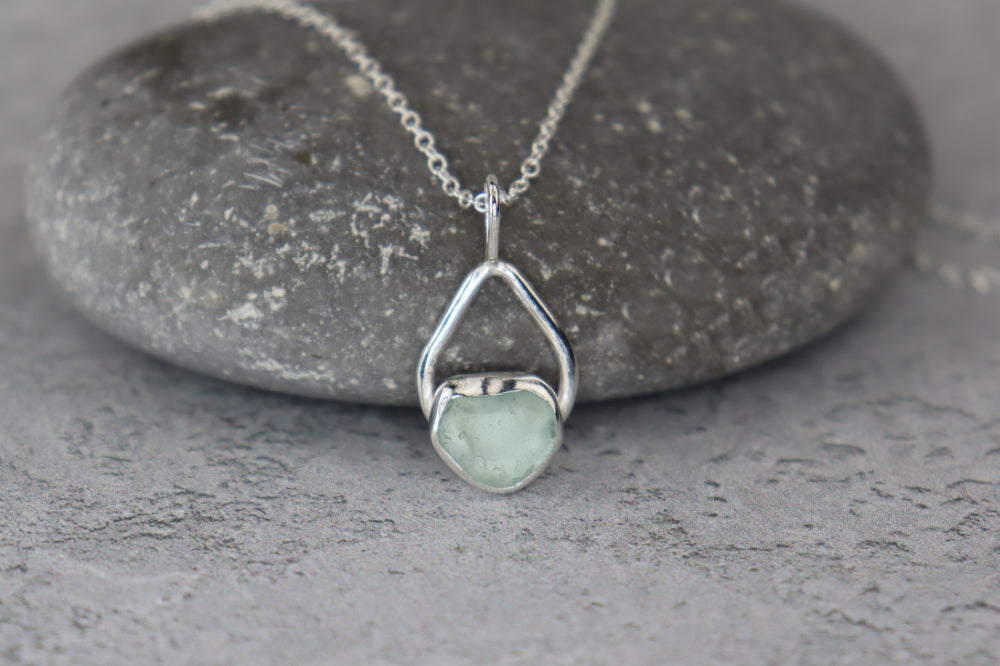 Welsh Sea Glass Teardrop Necklace