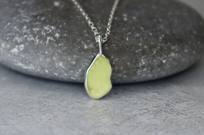 Welsh Sea Glass Silver Necklace With Engraved Back