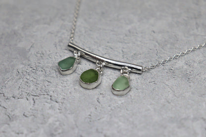 Welsh Sea Glass Silver Bar Necklace