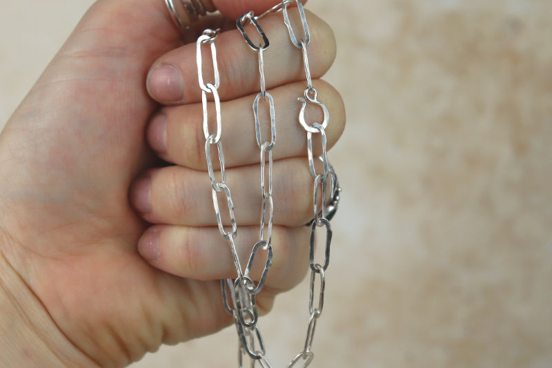 Hammered Chain Sterling Silver Necklace