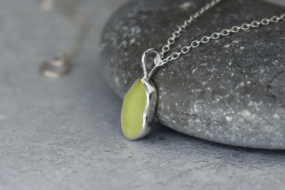 Welsh Sea Glass Silver Necklace With Engraved Back