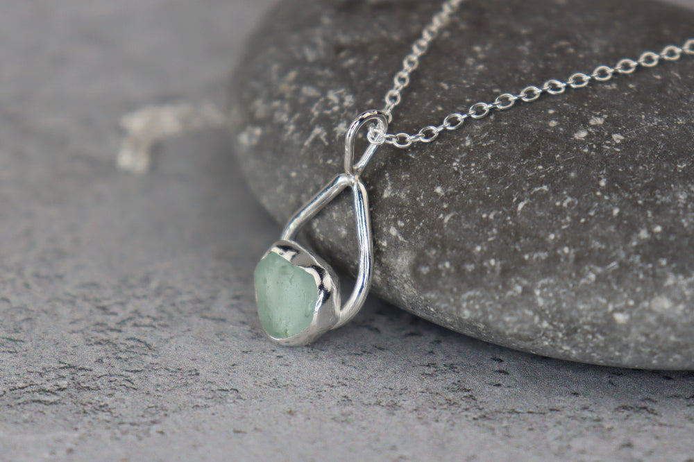 Welsh Sea Glass Teardrop Necklace