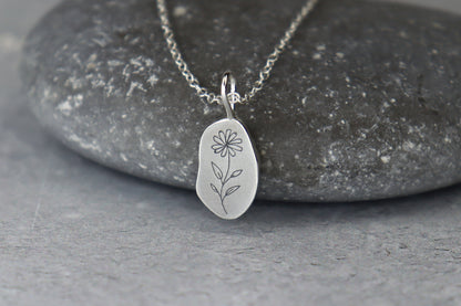 Welsh Sea Glass Silver Necklace With Engraved Back